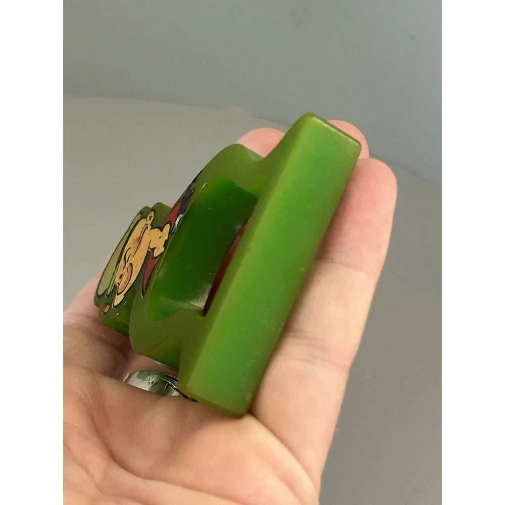 Vintage MCM Green Bakelite Popeye The Sailor Decal Napkin Ring 2-Side Rare!